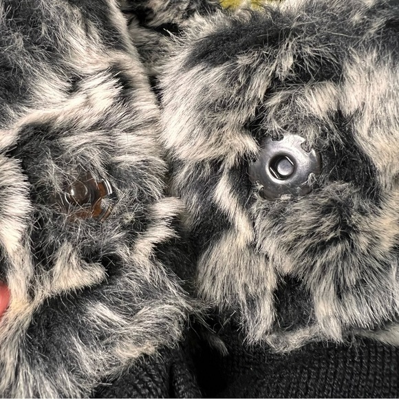 I.N.C. Faux Fur Animal Print Trim Black Button Sweater Coat Women's Size M - Picture 12 of 13